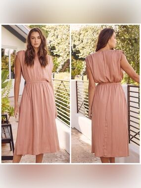 Gathered Sleeve Dress in Dusty Salmon